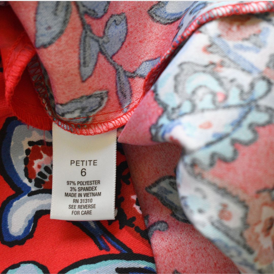 Roz & Ali Red Paisley Shift Dress Sleeveless Pockets Floral Summer Size 6p — image 5 of 8
